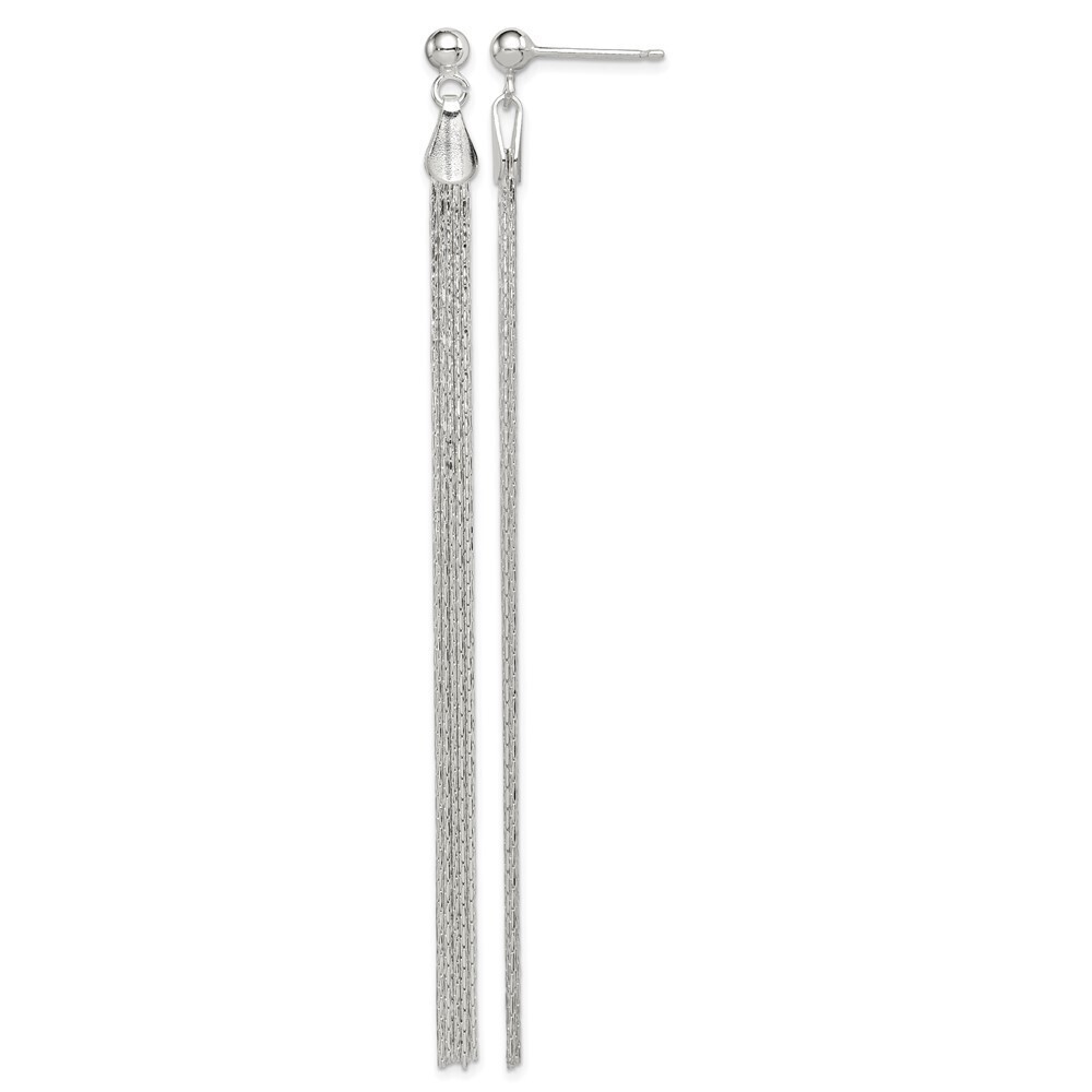 Kazi Luxury Sterling Silver Polished Fancy Long Linear Post Dangle Earrings